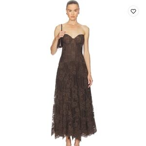 V. Chapman Chocolate Strapless Lace Dress